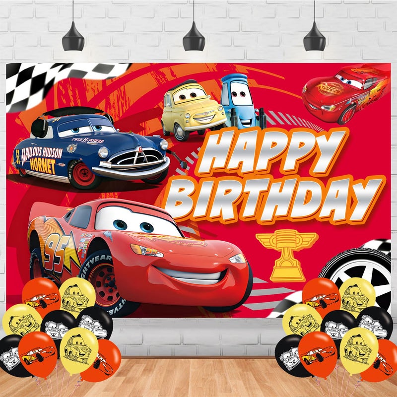 Cartoon Car Backdrop 5x3 Vinyl Maqueenn Car Birthday Party Supplies Photography Background Picture Photoshoot Cake Table Decor Banner Video Shoot Drapes Poster