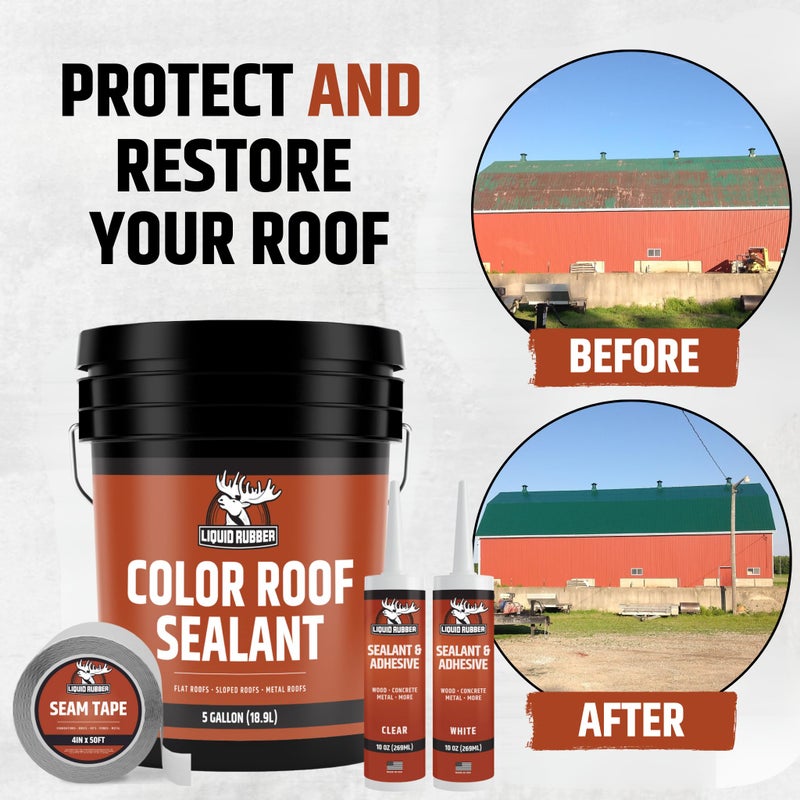 Liquid Rubber Color Roof Sealant- Elastomeric Waterproof Coating for Flat, Low-Slope & Metal Roofs, Flexible UV-Stable Membrane, White, 1 Gallon - Image 3
