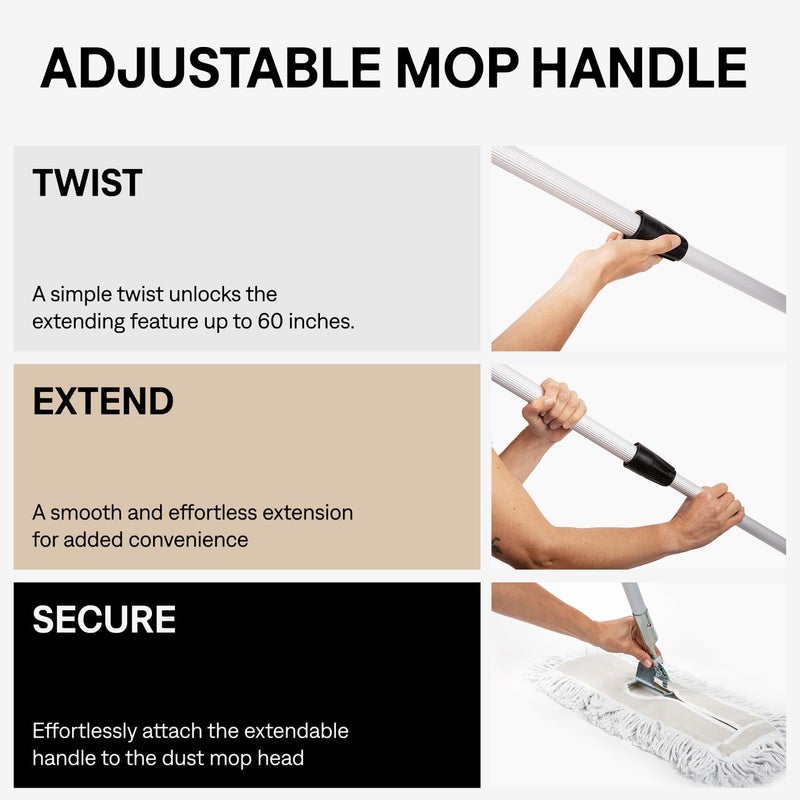 Tidy Tools Commercial Dust Mop – 36 Inch Floor Sweeper for Hardwood, Reusable Cotton Mop Head, Extendable Handle, Dry Mop for Floor Cleaning & Janitorial Supplies - Image 4