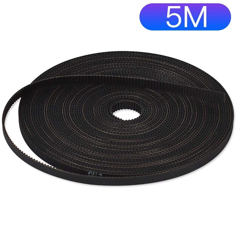 REES52 3D Printing GT2 Timing Belt, Zeelo 5 Meters (16.4ft) GT2 Open Timing Belt 2mm Pitch 6mm Width Rubber Fiberglass Fit for RepRap Prusa Mendel Rostock CR-10 Ender 3 3D Printers - Black - Image 1