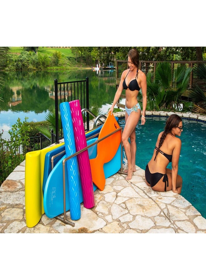 TRC Recreation Large Plastic Pool Float Storage Rack, Vinyl Coated PVC, 2 Slots for Drying and Storing Foam Loungers, Easy Assembly, Bronze - Image 4