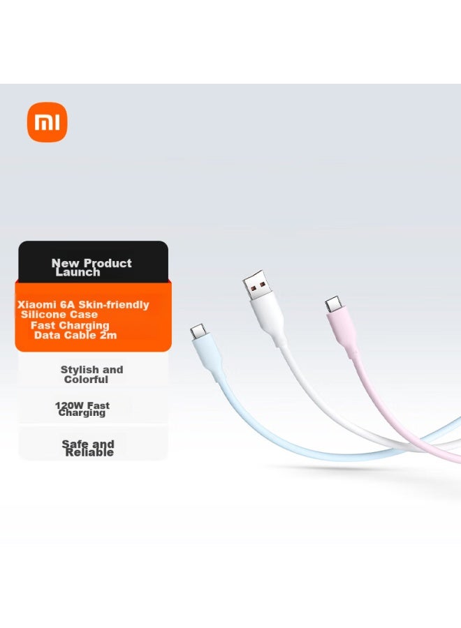 إم آي Xiaomi (mi) 6a كابل بيانات شحن سريع من النوع أ إلى النوع سي مصنوع من السيليكون اللطيف على البشرة، 2 متر، أزرق - Image 2