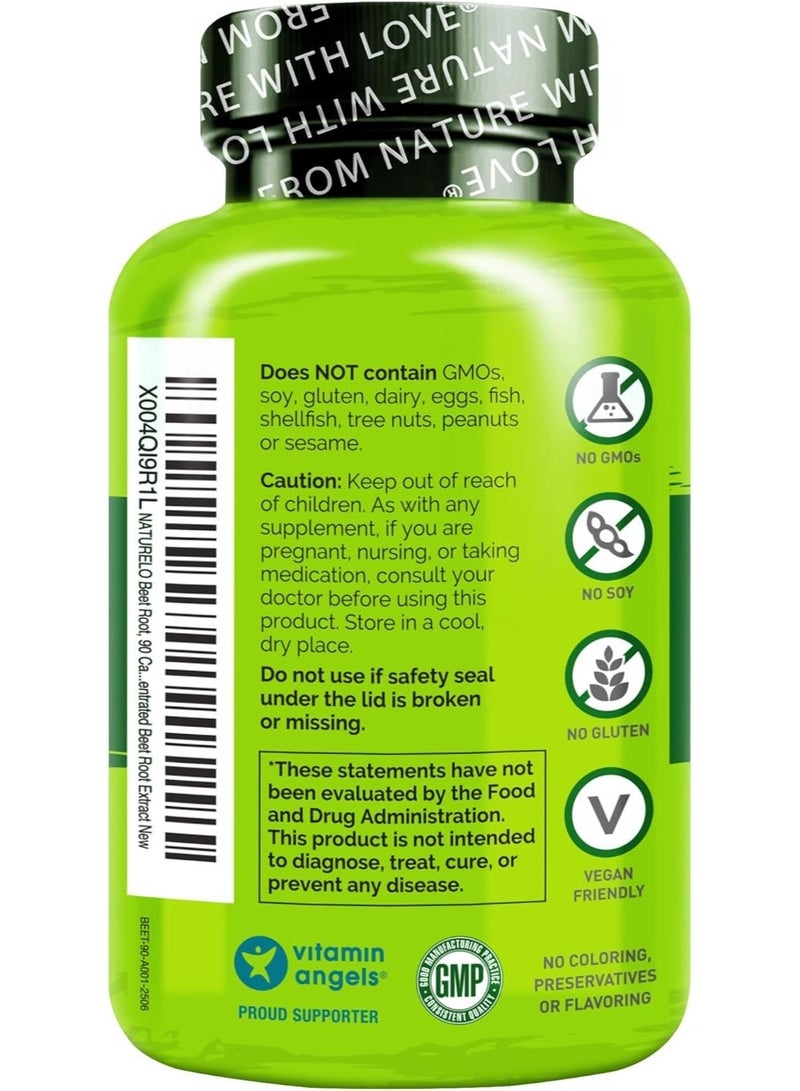 NATURELO Beet Root 90 Capsules – Heart Health & Blood Pressure Support – 1000mg Beet Root Extract + Whole Food Blend – Non-GMO, Vegan, Gluten-Free - Image 3