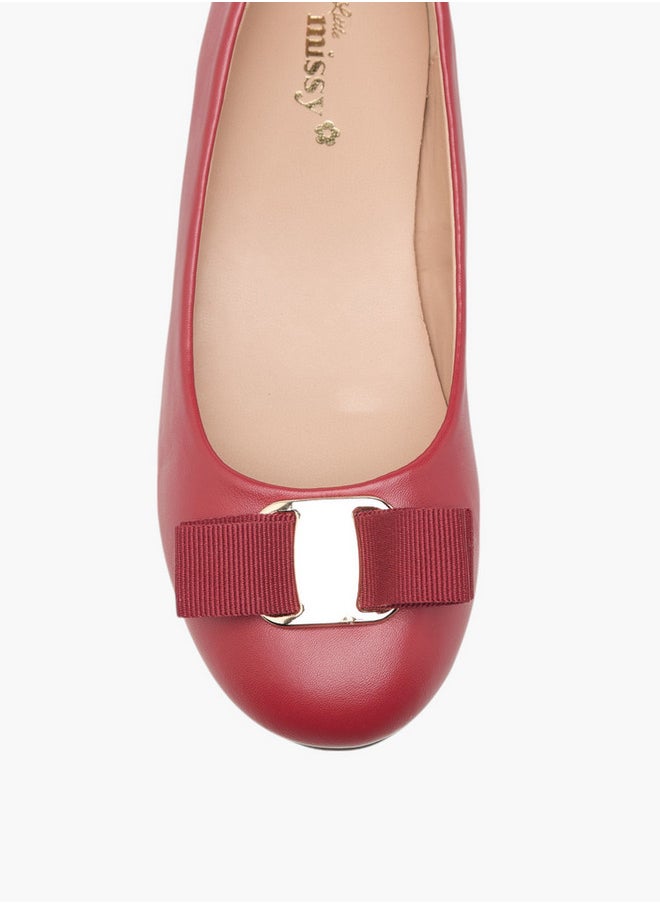 Little Missy - Girls Bow Accent Slip-On Ballerina Shoes - Image 1