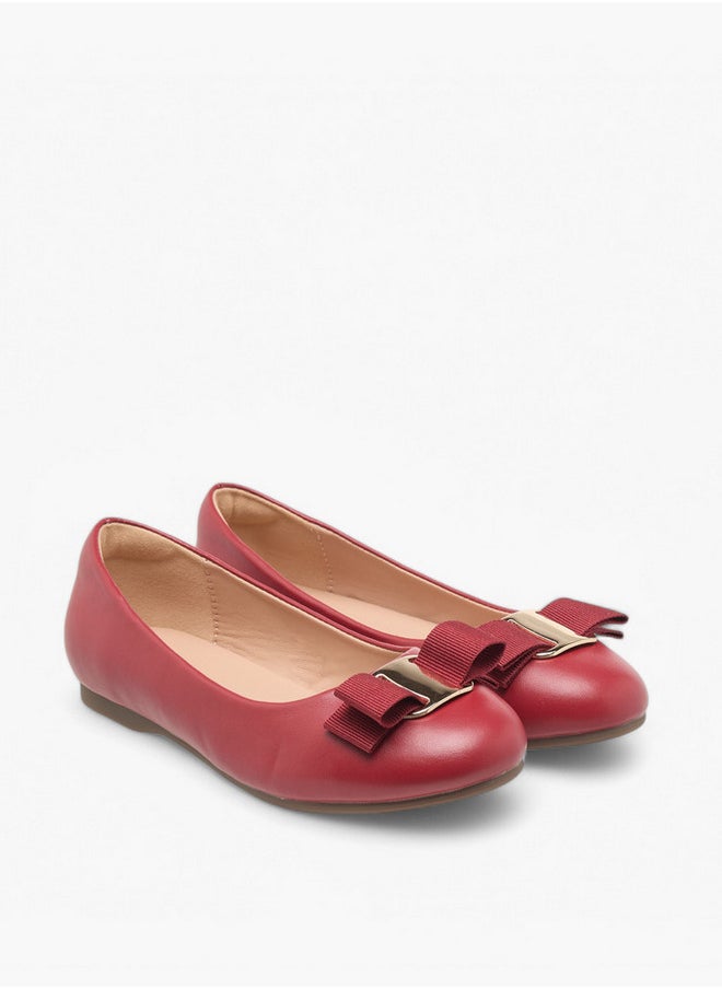 Little Missy - Girls Bow Accent Slip-On Ballerina Shoes - Image 1