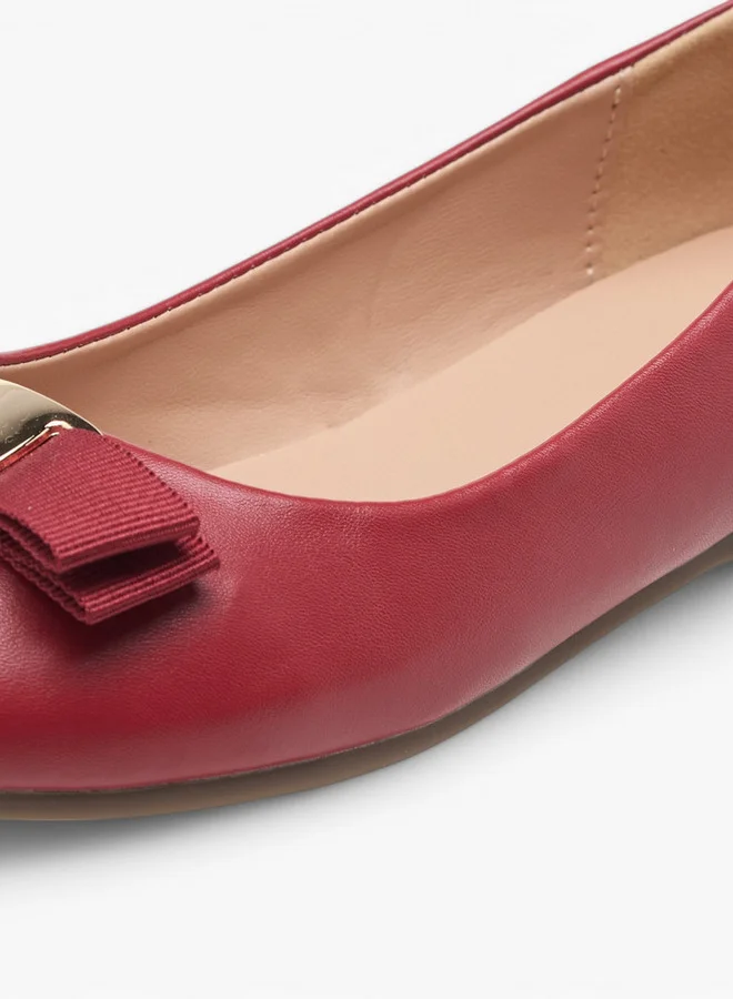 Little Missy Girls Bow Accent Slip-On Ballerina Shoes