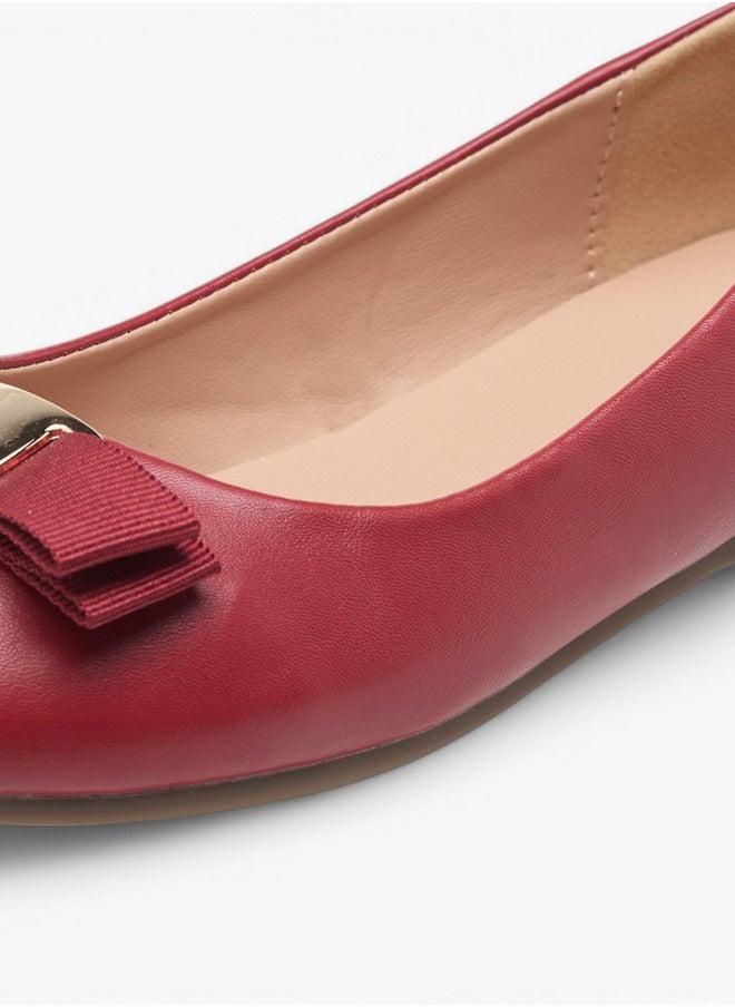 Little Missy - Girls Bow Accent Slip-On Ballerina Shoes - Image 1