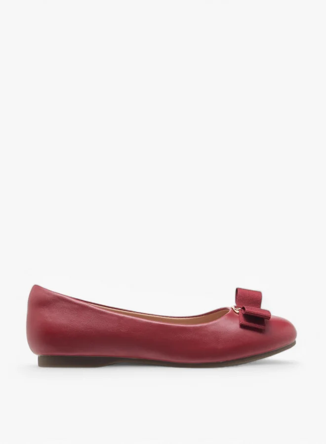 Little Missy Girls Bow Accent Slip-On Ballerina Shoes