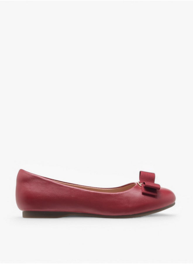 Little Missy - Girls Bow Accent Slip-On Ballerina Shoes - Image 1