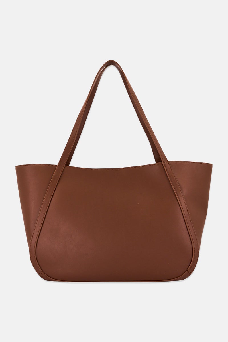 Cavalli Class Women Brand Logo Totes Bag, Dark Brown - Image 3