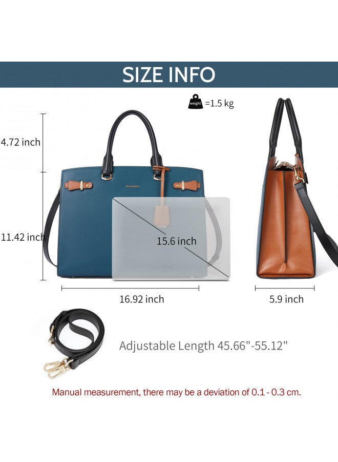 BOSTANTEN Briefcase for Women 15.6 Inch Genuine Leather Laptop Briefcase Shoulder Work Tote Bag Purse - Image 3