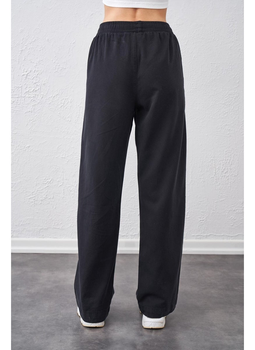 Tenda Moda Tena Moda Women's Black Rise Waist Tie Waist Palazzo Pants  - Image 4