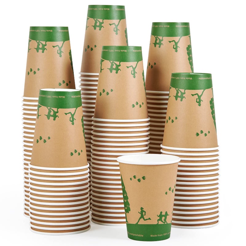 ECOLipak 240 Count 12 oz Compostable Paper Cups Biodegradable Disposable Paper Coffee Cups with PLA Lined Ecofriendly Hot Paper Cups for Party PicnicTraveland Events