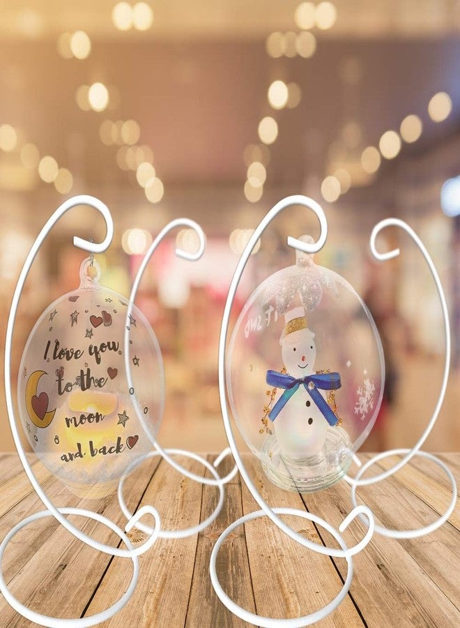 BANBERRY DESIGNS Ornament Display Stands - White Metal - 11 Inches Tall - Christmas Ornament Terrarium Holder Glass Globe - Set of 8 - Image 4