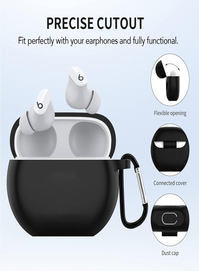 USTIYA Case for Beats Studio Buds+ 2023/Studio Buds 2021 Protective Silicone Case with Keychain Cover funda (Black) - Image 3