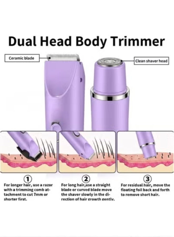 Smartbarry K01 2-in-1 Women's Bikini Trimmer & Electric Shaver, Cordless Wet & Dry Body Hair Remover, IPX7 Waterproof, USB-C Rechargeable, Portable Grooming Razor - Light Purple - Image 4