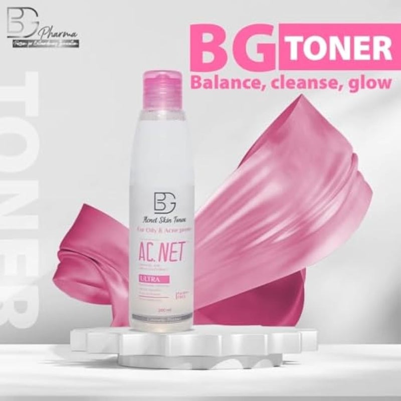 BG AC.NET Skin Toner – 200 ml - anti-bacterial -With Panthenol - Aloe Vera Extract - Lactic Acid & - Minimizes Pores - Prevents Breakouts - And Hydrates Skin - Image 3
