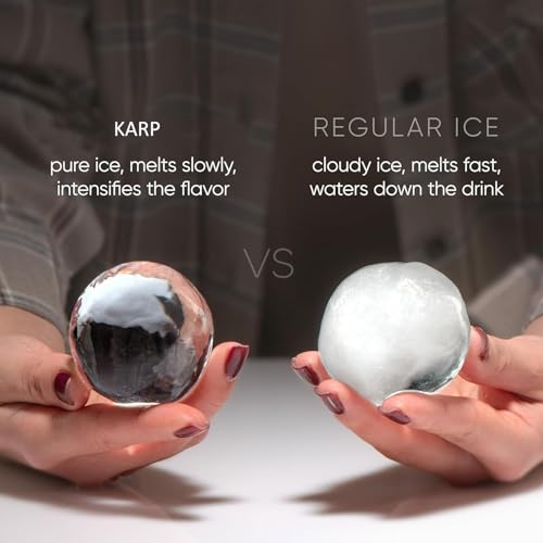 Karp Crystal Clear Ice Ball Maker - 2.35 Inch Large Round Clear Ice Ball Spheres Mold For Cocktail, Whiskey & Bourbon Drinks, Gifts For Men - Silicone, Black - Image 5