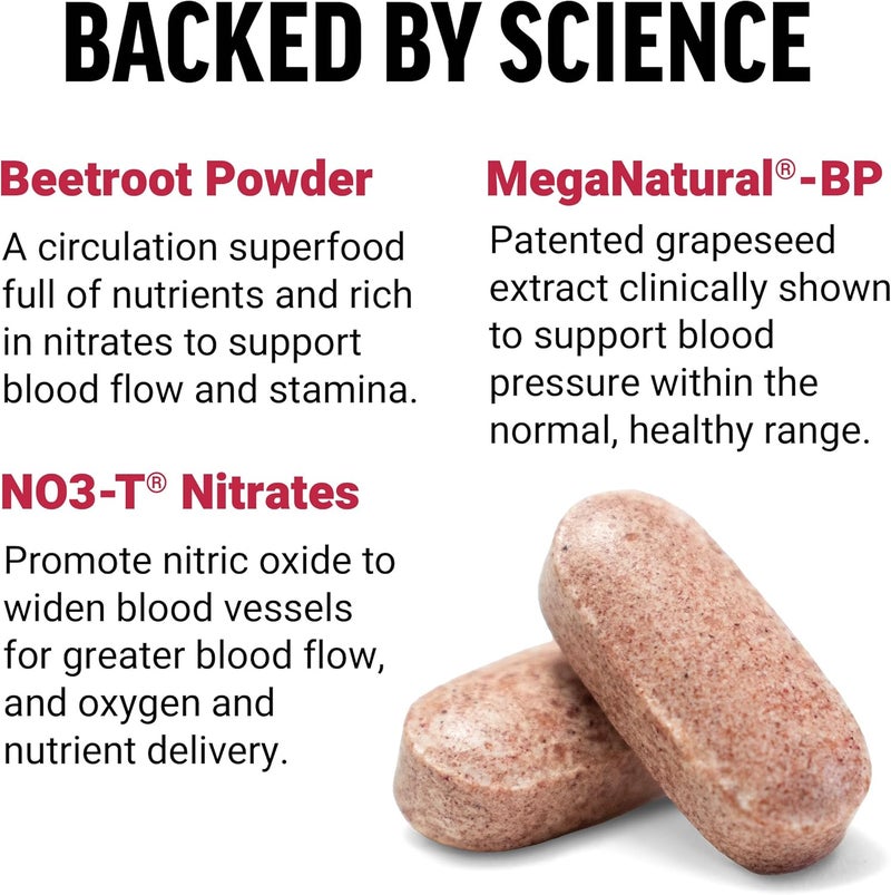Force Factor Total Beets Blood Pressure Supplements Nitric Oxide Supplement with Beet Root Powder Nitrates Grapeseed Extract for Circulation Cardiovascular Heart Health 360 Tablets 3 Pack - Image 3