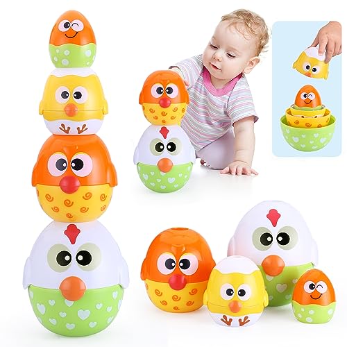 MOONTOY Chicken Toddler Easter Eggs Toys Nesting Dolls Stacking Toys for Toddlers 13 Matching Shape Sorters Sensory Preschool Learning Baby Easter Basket Stuffers Gifts 612 1218 Months 1 Year Old - Image 1