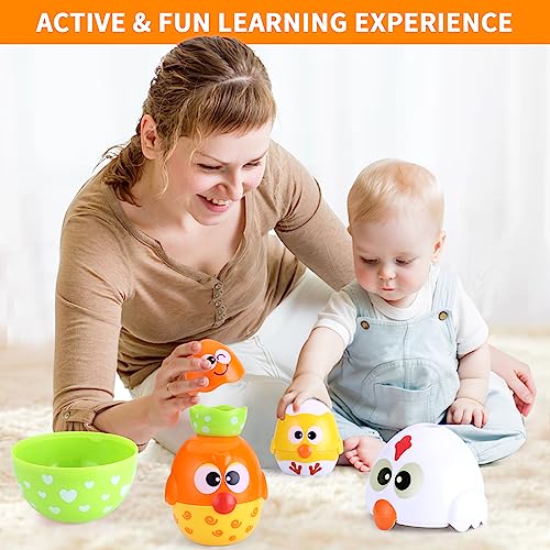 MOONTOY Chicken Toddler Easter Eggs Toys Nesting Dolls Stacking Toys for Toddlers 13 Matching Shape Sorters Sensory Preschool Learning Baby Easter Basket Stuffers Gifts 612 1218 Months 1 Year Old - Image 5
