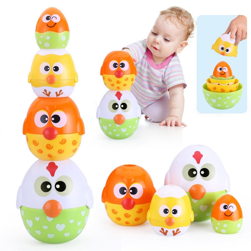 MOONTOY Chicken Toddler Easter Eggs Toys Nesting Dolls Stacking Toys for Toddlers 13 Matching Shape Sorters Sensory Preschool Learning Baby Easter Basket Stuffers Gifts 612 1218 Months 1 Year Old - Image 4