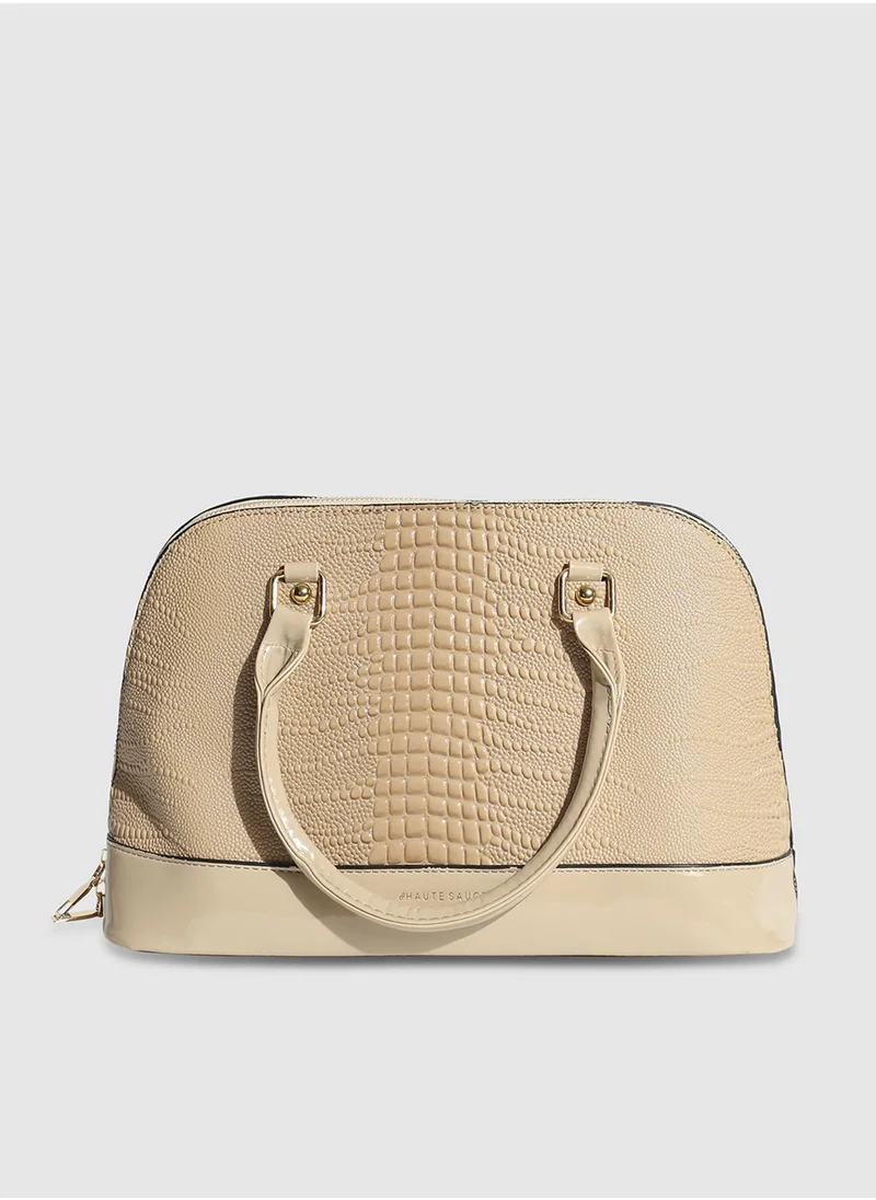 صوص هاوت Croc Top Handle Handbag - Beige