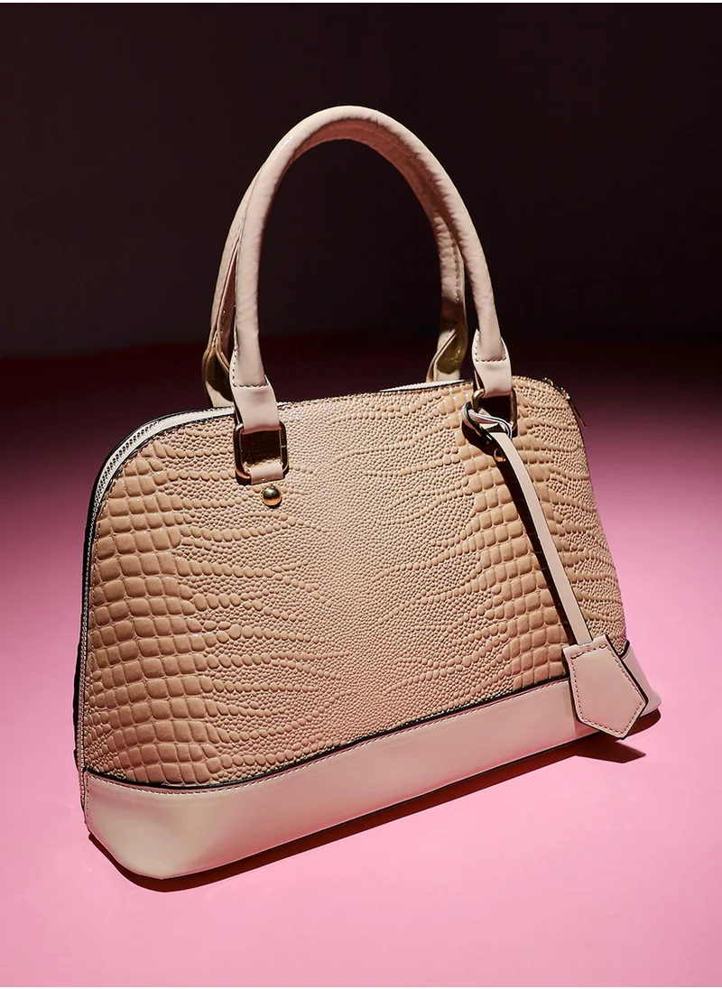 صوص هاوت Croc Top Handle Handbag - Beige