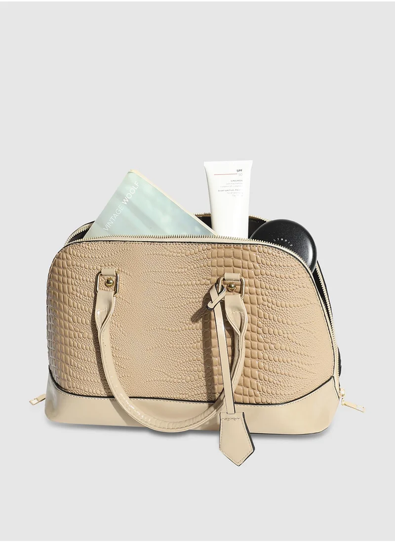 صوص هاوت Croc Top Handle Handbag - Beige