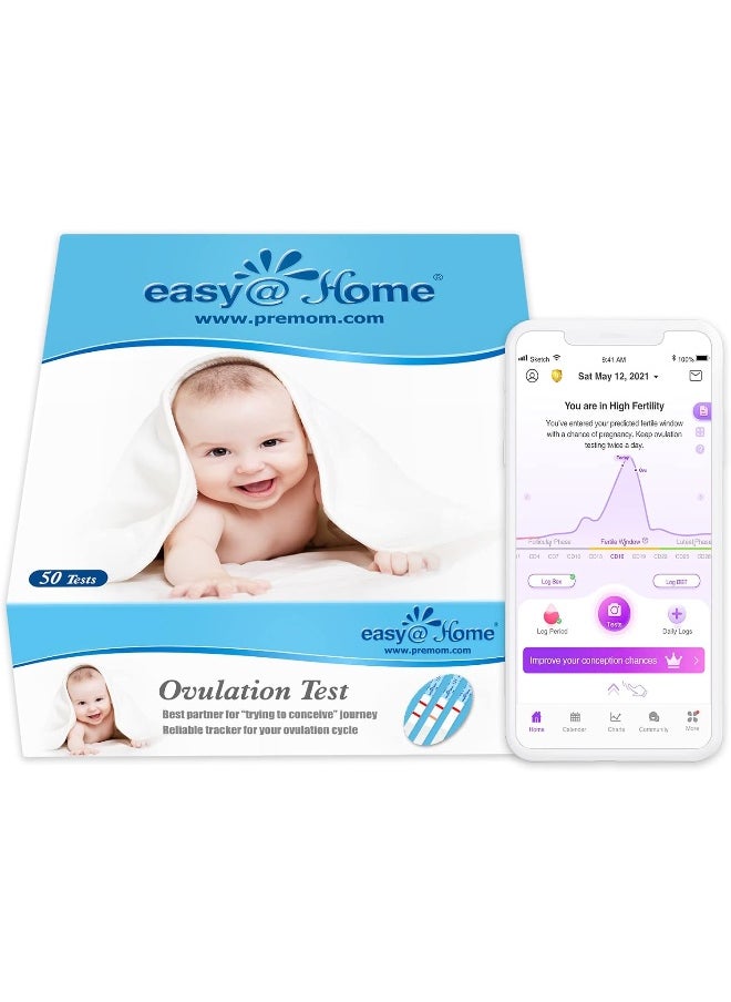 Easy@Home - 50 Ovulation Test Strips Kit - Reliable Ovulation Predictor Kit - Image 1