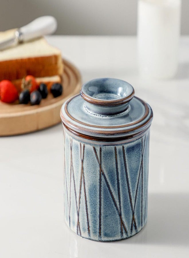 HVH Ceramic Butter Crock, French Butter Dish with Lid for Countertop, Butter Crock with Water, Butter Keeper for Counter, Butter Holder for Soft Butter (Wabi sabi) - Image 2