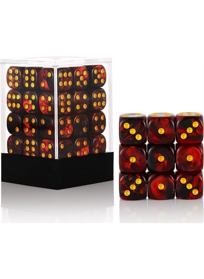 30 of Pack 16MM 6 Sided Mini Dice Set,Two Colours D6 Game Dice Set, 6 Sided Standard Dices for Yahtzee, Bunco or Teaching Math,with Portable Plastic Box(Dark Red+Black) - Image 1