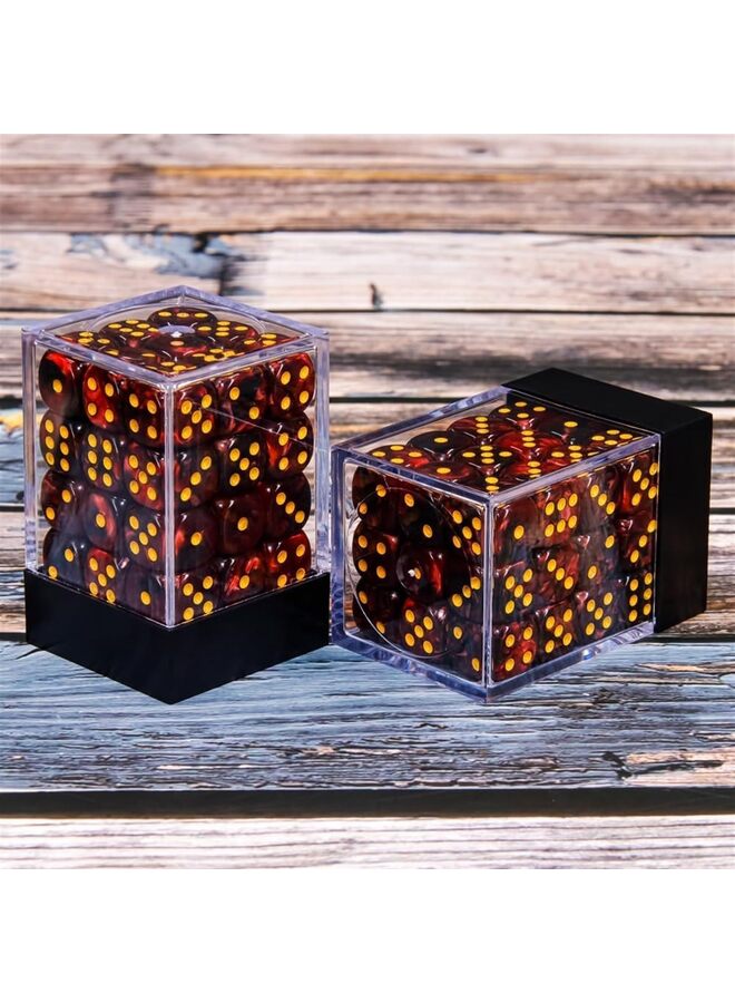 30 of Pack 16MM 6 Sided Mini Dice Set,Two Colours D6 Game Dice Set, 6 Sided Standard Dices for Yahtzee, Bunco or Teaching Math,with Portable Plastic Box(Dark Red+Black) - Image 2