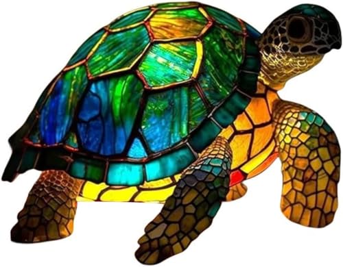 Yevheniy 3D Animal Lamp Retro Stained Animal Night Light Lamp Vintage Animals Table Lamp Bohemian Resin Animal Lamps for Bedroom Living Room Dining Room Nursery Office Home Decoration Sea Turtle - Image 1