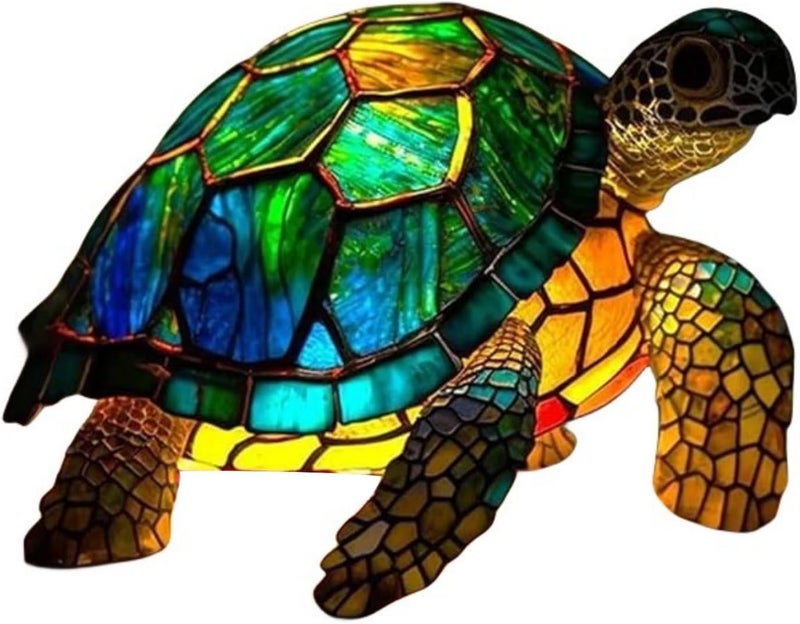 Yevheniy 3D Animal Lamp Retro Stained Animal Night Light Lamp Vintage Animals Table Lamp Bohemian Resin Animal Lamps for Bedroom Living Room Dining Room Nursery Office Home Decoration Sea Turtle - Image 2