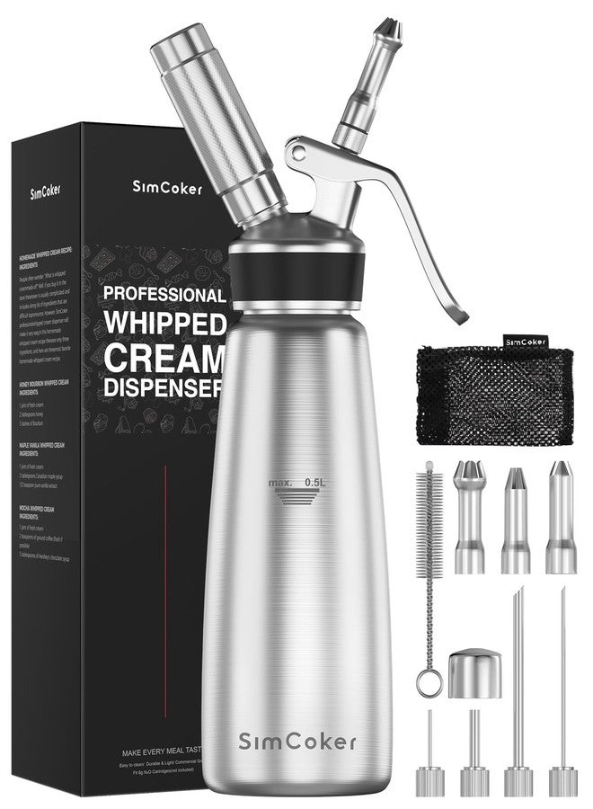 SimCoker Whipped Cream Dispenser Stainless Steel,Cream Whipper with 4 Injector Tips and 3 Decorating Nozzles,Dishwasher Safe,Chargers NOT Included - Image 1