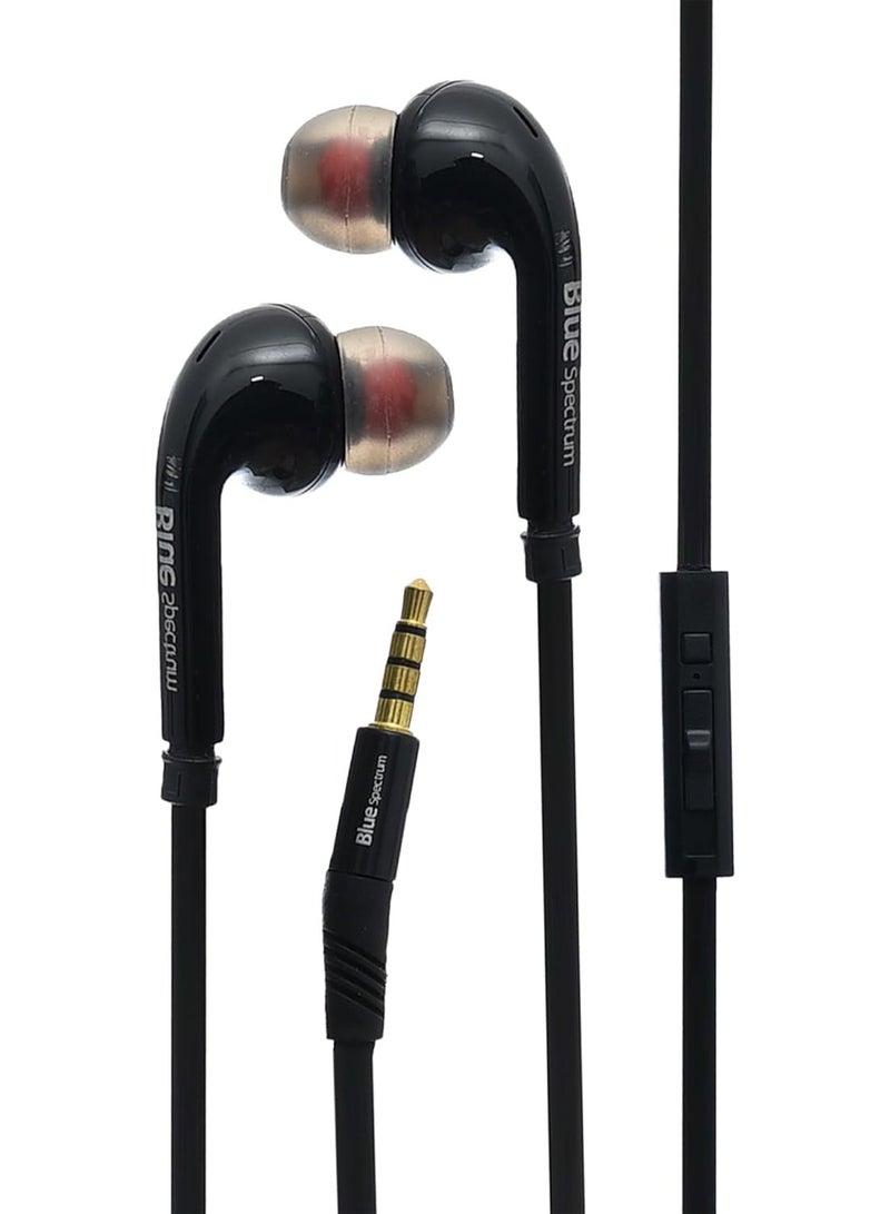 Blue Spectrum F-2 Aux Earphone Stereo Ergonomic Design With Earphone plug Comfortable And High Quality For Mobile Phone - Black - Image 1