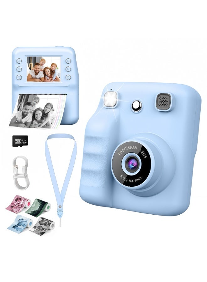 Instant Print Camera for Kids, 1080P HD Digital Camera with Single Color Printing, Includes 4 Rolls of Print Paper & 32GB Card – Birthday Gifts for Girls Boys Age 3-12 - Image 1