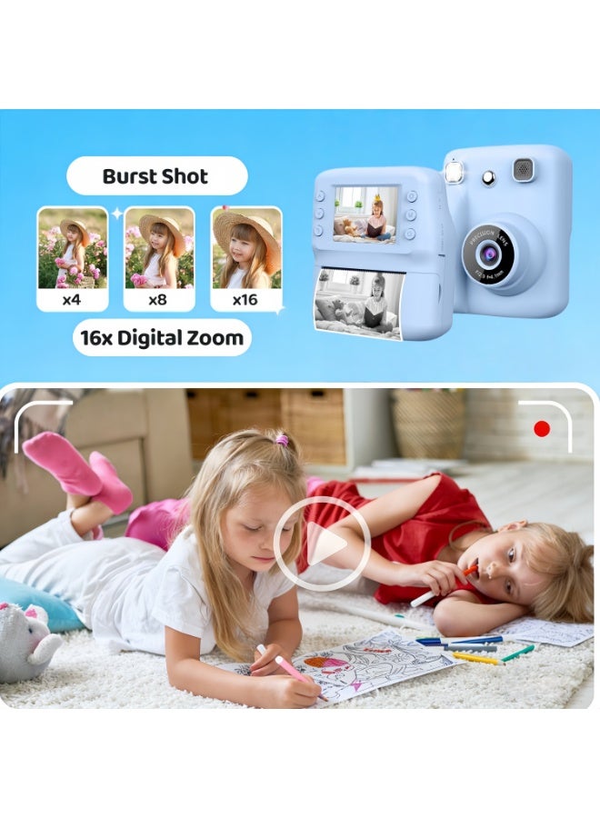 Instant Print Camera for Kids, 1080P HD Digital Camera with Single Color Printing, Includes 4 Rolls of Print Paper & 32GB Card – Birthday Gifts for Girls Boys Age 3-12 - Image 3