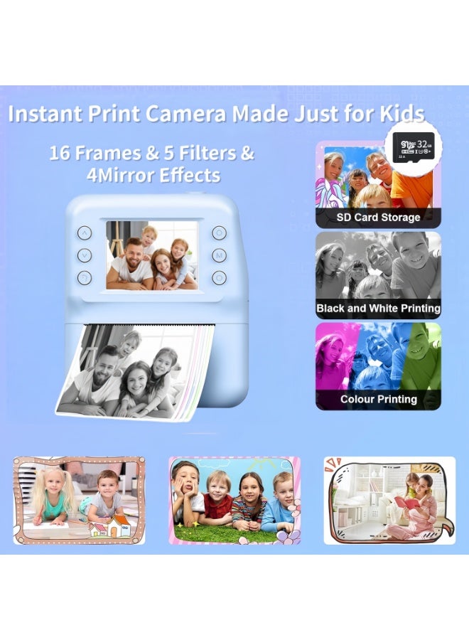 Instant Print Camera for Kids, 1080P HD Digital Camera with Single Color Printing, Includes 4 Rolls of Print Paper & 32GB Card – Birthday Gifts for Girls Boys Age 3-12 - Image 4