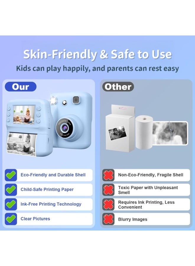 Instant Print Camera for Kids, 1080P HD Digital Camera with Single Color Printing, Includes 4 Rolls of Print Paper & 32GB Card – Birthday Gifts for Girls Boys Age 3-12 - Image 5