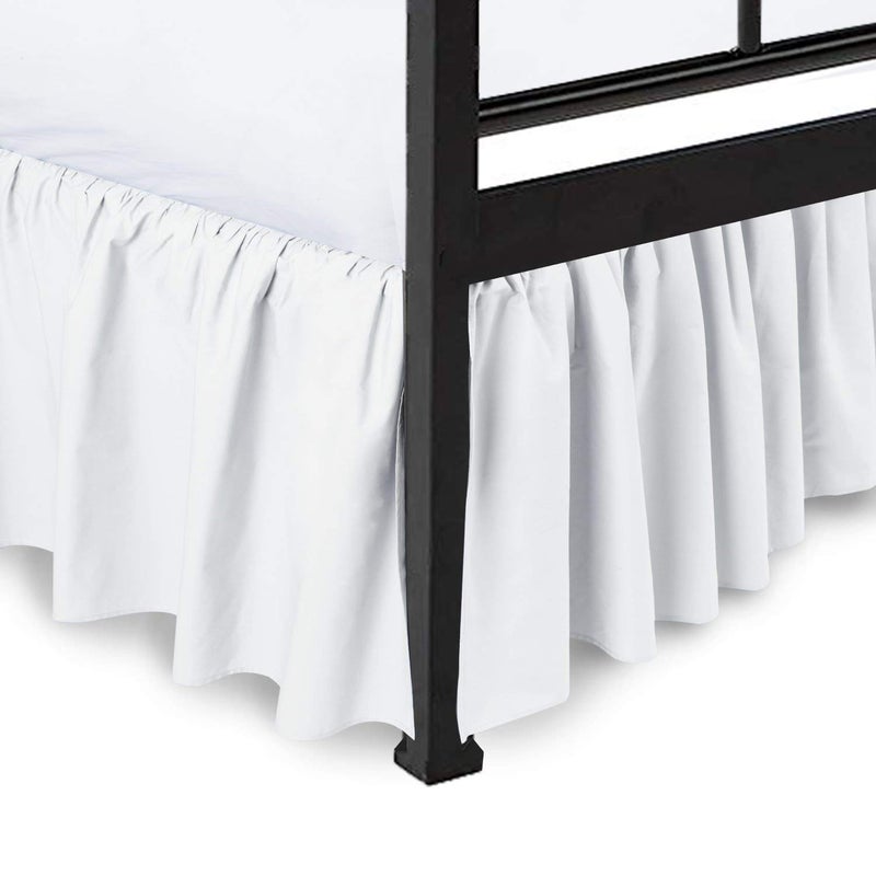 Cottington Lane Split Corner Bed Skirt with Platform Three Sided Coverage Queen Bed Skirt 16 Inch Drop Dust Ruffles for Queen Beds 100 Microfiber SoftSheen Luxurious Look Bed Skirts White Bed Skirt 