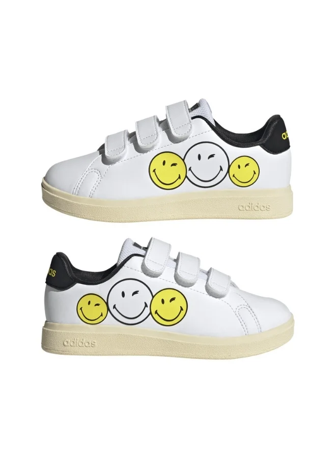 Adidas Advantage Smiley Cf C White Sportswear Shoes For Kids 13.5K