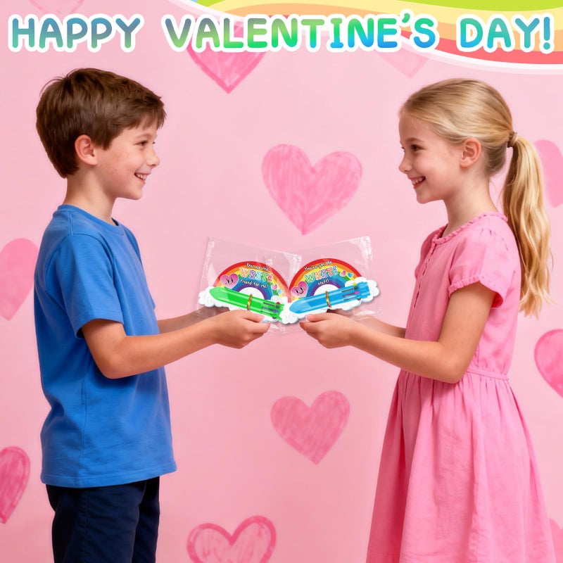 PaLeyFer 30 Pack Valentines Day Cards w/ Multi-color Pens (10-in-1) for Kids Students Classroom Office, Valentines's Day Gifts for Exchange Prize, Valentine's Party Favors for Boys Girls - Image 5