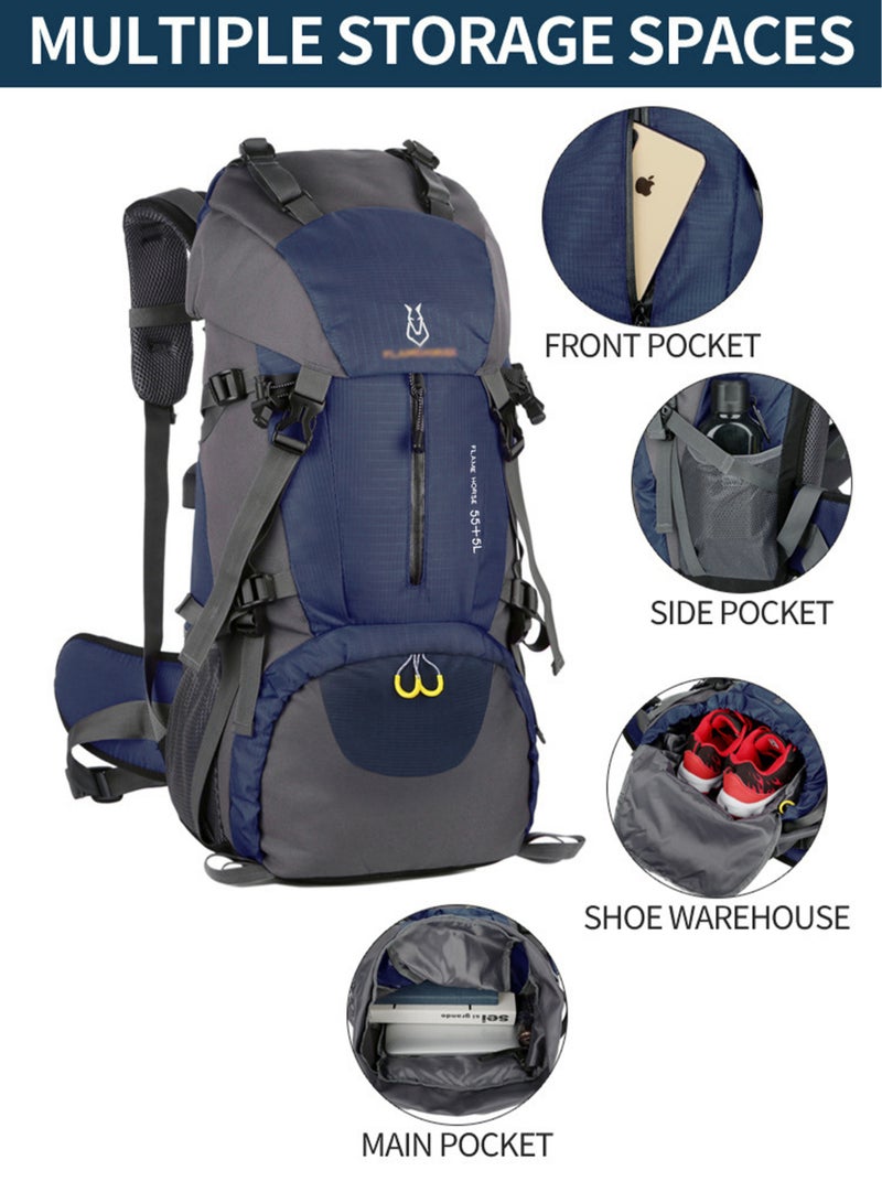 MissTiara 60L High-Capacity Waterproof Outdoor Sport Camping and Hiking Backpack With Shoe Compartment - Image 4