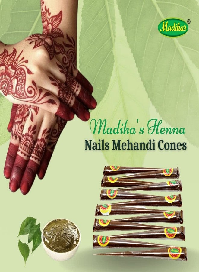 AFRIN Henna Nails Cone (Big) Pack of 12 (14gm each)| Ready to Use Mehendi for Natural Brown Nail Tint & Strength | Herbal Treatment to Cover Discoloration, Nourish Nails & Prevent Breakage - Image 3