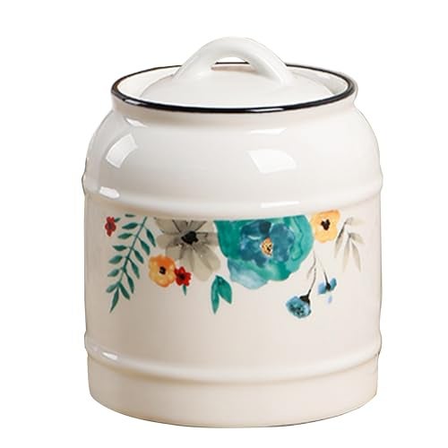 UMAI Ceramic Jar for Kitchen Storage with Lid | Airtight Ceramic Container | Multipurpose Kitchen Storage Jars and Containers | White | Printed (1 Jar) (1400ml) - Image 2