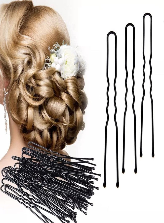 HRBS 12 CM Long Bobby Hair Pins for Women Hair Styling Juda Pins U Shape Hair Clips Ladies Bun Hairpins Hair Style Accessory Black_Color (100 PCS) - Image 1