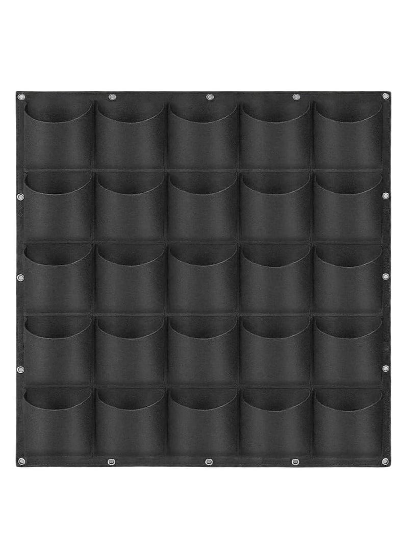 Non Woven Felt Cloth Pocket Bag, Colour - Black, Dimension: 100 CM Length X 100 CM Width, 25 Pockets Bag, Vertical Planter Pockets for Herbs, Flowers, Vegetables, Succulents