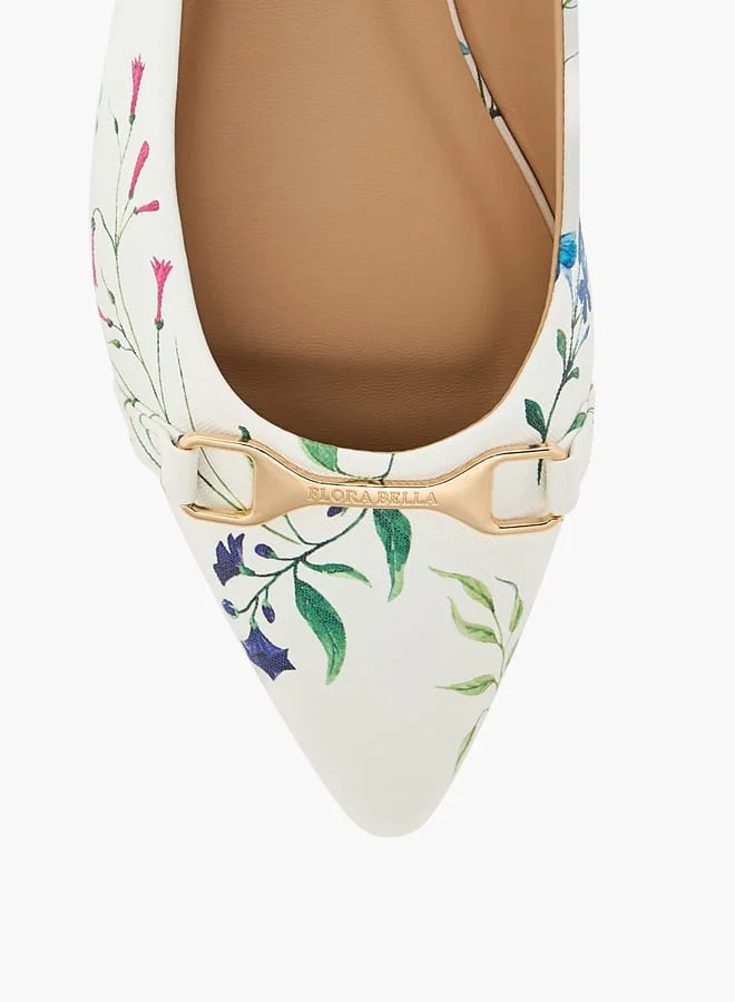 Flora Bella By Shoexpress Women's Floral Print Slip-On Ballerina Shoes with Metallic Accent